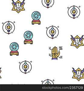 Astrological Objects Vector Seamless Pattern Thin Line Illustration. Astrological Objects Vector Seamless Pattern