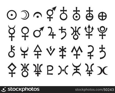 Astrological Signs of Planets (Astrology Symbols set). Astrological Signs of Planets