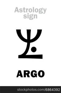 Astrology Alphabet: ARGO (Argo Navis), constellation. Hieroglyphics character sign (single symbol).