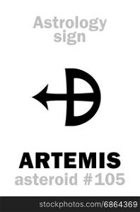Astrology Alphabet: ARTEMIS, asteroid #105. Hieroglyphics character sign (single symbol).