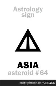 Astrology Alphabet: ASIA, asteroid #64. Hieroglyphics character sign (single symbol).
