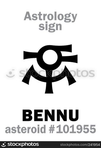 Astrology Alphabet: BENNU (Ba of Ra, The Egyptian Ph?nix), potentially hazardous asteroid #101955. Hieroglyphics character sign (single symbol).