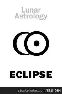 Astrology Alphabet: ECLIPSE (conjunction of The Sun and Moon), astronomical phenomenon. Hieroglyphics character sign (single symbol).
