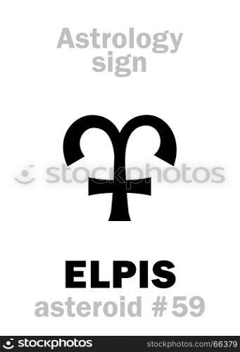 Astrology Alphabet: ELPIS (Hope), asteroid #59. Hieroglyphics character sign (single symbol).