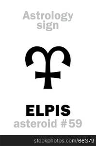 Astrology Alphabet: ELPIS (Hope), asteroid #59. Hieroglyphics character sign (single symbol).