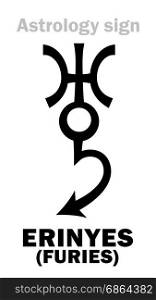 Astrology Alphabet: ERINYES (Furies), asteroid #889. Hieroglyphics character sign (single symbol).