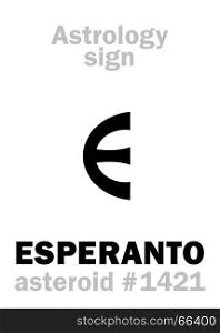 Astrology Alphabet: ESPERANTO, asteroid #1421. Hieroglyphics character sign (single symbol).