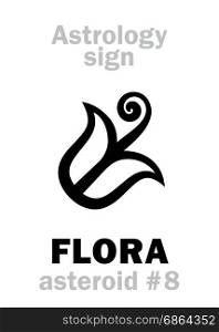 Astrology Alphabet: FLORA, asteroid #8. Hieroglyphics character sign (single symbol).