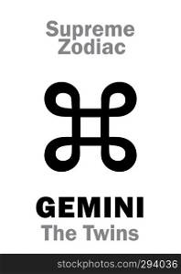 Astrology Alphabet  GEMINI  The Twins , constellation Gemini  oth.name  Dioscuri . Sign of Supreme Zodiac  Internal circle . Hieroglyphic character  persian symbol .