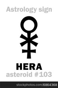 Astrology Alphabet: HERA, asteroid #103. Hieroglyphics character sign (single symbol).