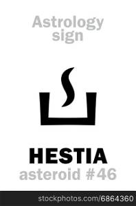Astrology Alphabet: HESTIA, asteroid #46. Hieroglyphics character sign (single symbol).