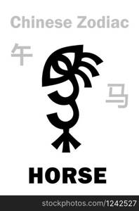Astrology Alphabet: HORSE ? sign of Chinese Zodiac. Chinese character, hieroglyphic sign (symbol).