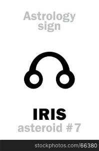 Astrology Alphabet: IRIS, asteroid #7. Hieroglyphics character sign (single symbol).