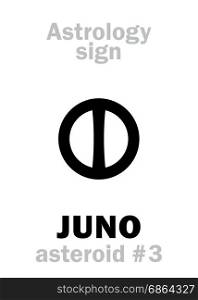 Astrology Alphabet: JUNO, asteroid #3. Hieroglyphics character sign (single symbol).