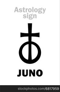 Astrology Alphabet: JUNO, classic asteroid. Hieroglyphics character sign (single symbol).