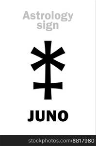 Astrology Alphabet: JUNO (Hera), classic asteroid. Hieroglyphics character sign (single symbol).