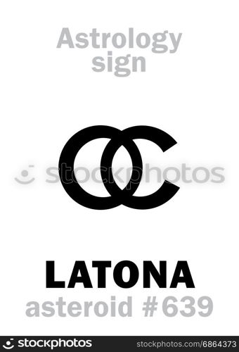 Astrology Alphabet: LATONA (Leto), asteroid #639. Hieroglyphics character sign (single symbol).
