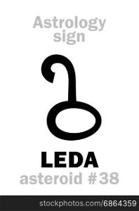 Astrology Alphabet: LEDA, asteroid #38. Hieroglyphics character sign (single symbol).