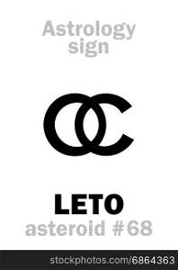 Astrology Alphabet: LETO (Latona), asteroid #68. Hieroglyphics character sign (single symbol).