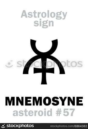 Astrology Alphabet: MNEMOSYNE, asteroid #57. Hieroglyphics character sign (single symbol).