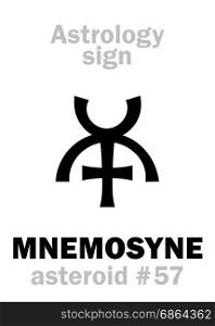 Astrology Alphabet: MNEMOSYNE, asteroid #57. Hieroglyphics character sign (single symbol).