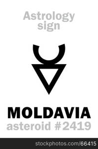 Astrology Alphabet: MOLDAVIA, asteroid #2419. Hieroglyphics character sign (single symbol).