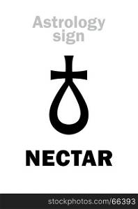 Astrology Alphabet: NECTAR, hypothetical asteroid. Hieroglyphics character sign (single symbol).