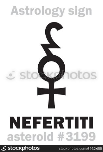 Astrology Alphabet: NEFERTITI (Beauty has come), asteroid #3199. Hieroglyphics character sign (single symbol).