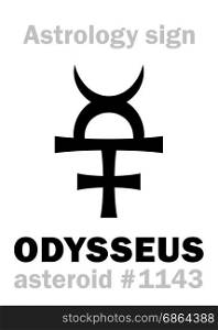 Astrology Alphabet: ODYSSEUS (Ulysses), asteroid #1143. Hieroglyphics character sign (single symbol).