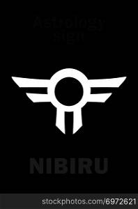 Astrology Alphabet: Orphan planet NIBIRU, The Rogue planet of Anunnaki (Aliens, the Ancient astronauts). Hieroglyphics character sign (original single symbol).