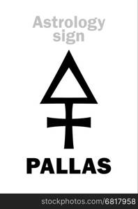 Astrology Alphabet: PALLAS (Minerva), classic asteroid. Hieroglyphics character sign (single symbol).