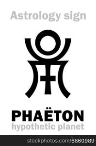 Astrology Alphabet: PHAETON, hypothetic destroyed planet. Hieroglyphics character sign (single symbol).