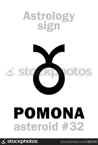 Astrology Alphabet: POMONA, asteroid #32. Hieroglyphics character sign (single symbol).