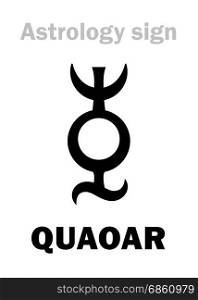 Astrology Alphabet: QUAOAR, Large massive trans-neptunian planetoid (TNO). Hieroglyphics character sign (single symbol).