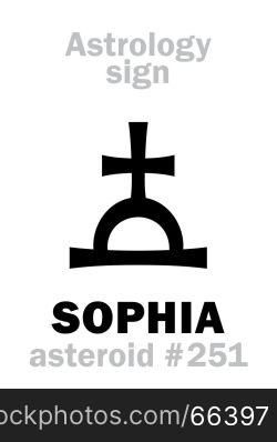Astrology Alphabet: SOPHIA (Divine Wisdom), asteroid #251. Hieroglyphics character sign (single symbol).