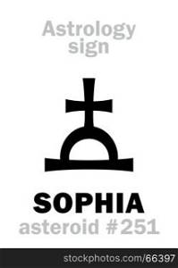 Astrology Alphabet: SOPHIA (Divine Wisdom), asteroid #251. Hieroglyphics character sign (single symbol).
