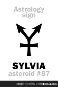 Astrology Alphabet: SYLVIA (Rhea Silvia), asteroid #87. Hieroglyphics character sign (single symbol).