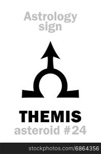Astrology Alphabet: THEMIS, asteroid #24. Hieroglyphics character sign (single symbol).