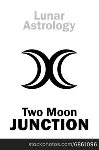 Astrology Alphabet: Two MOON junction. Hieroglyphics character sign (single symbol).