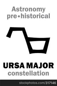 Astrology Alphabet: URSA MAJOR (The Great Bear / The Big Ladle / The Carriage), one of the three Ancient pre-historical Neolithic constellations. Hieroglyphic character sign (Logo symbol).