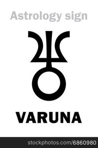 Astrology Alphabet: VARUNA, massive trans-neptunian planetoid. Hieroglyphics character sign (single symbol).