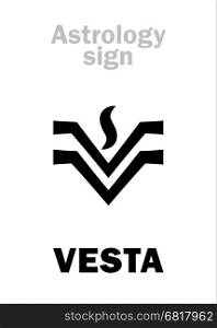 Astrology Alphabet: VESTA, classic asteroid. Hieroglyphics character sign (single symbol).