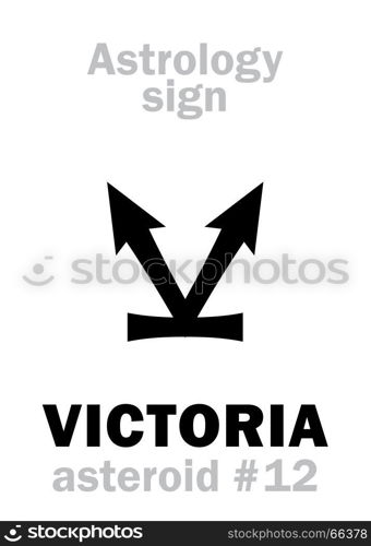 Astrology Alphabet: VICTORIA, asteroid #12. Hieroglyphics character sign (single symbol).