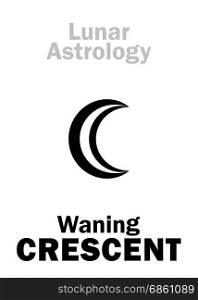 Astrology Alphabet: Waning CRESCENT, damage Moon. Hieroglyphics character sign (single symbol).