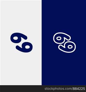 Astrology, Cancer, Zodiac, Greece Line and Glyph Solid icon Blue banner Line and Glyph Solid icon Blue banner
