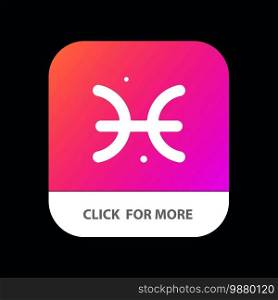 Astrology, Horoscope, Pisces, Greece Mobile App Button. Android and IOS Glyph Version