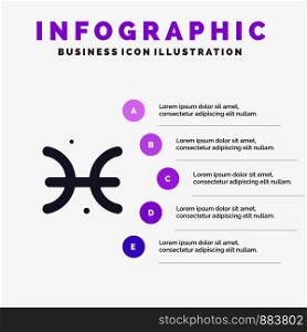 Astrology, Horoscope, Pisces, Greece Solid Icon Infographics 5 Steps Presentation Background