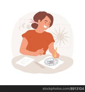 Astrology isolated cartoon vector illustration. Astrologer drawing natal chart, future prediction, zodiac and horoscopes beliefs, spiritual hobby, hands-on activity vector cartoon.. Astrology isolated cartoon vector illustration.
