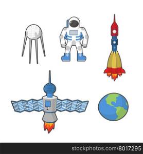 Astronaut and Earth space icon set. Vector illustration&#xA;