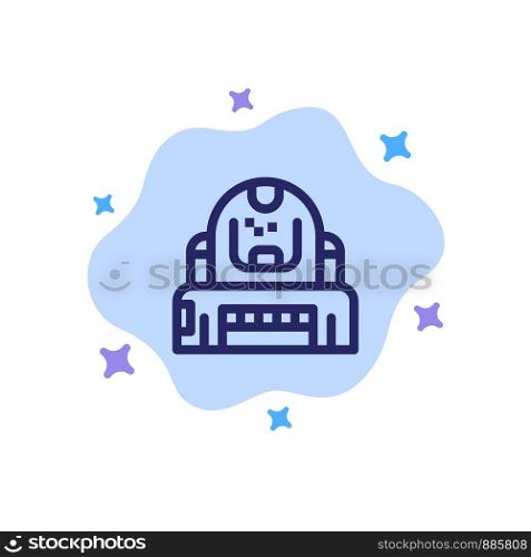 Astronaut, Cosmonaut, Explorer, Helmet, Protection Blue Icon on Abstract Cloud Background